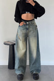 Trendy Wide Leg Denim Jeans
