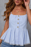 Striped Button-Front Peplum Tank