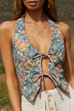 Tie-Front Floral Vest
