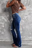 Distressed Flare Denim Jeans