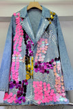 Sequin Embellished Denim Blazer