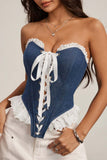 Lace-Up Denim Corset Tank