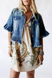 Frayed Hem Denim Jacket
