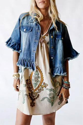 Frayed Hem Denim Jacket