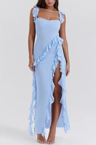 Ruffle Trim Asymmetric Dress