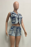 Chic Crop Vest and High-Waisted Shorts Set