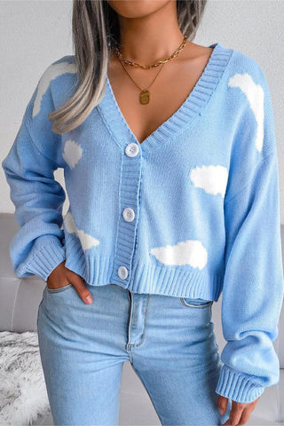 Cloud Pattern Button Cardigan