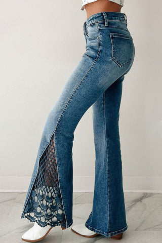Lace-Trimmed Flare Jeans