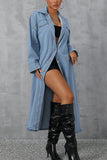 Button-Up Denim Long Jacket