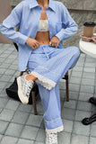 Striped Button-Down Pants Set