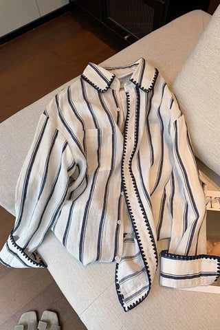 Striped Button-Up Blouse