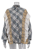 Ruffle-Detail Plaid Blouse