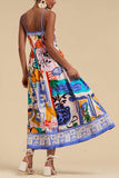 Colorful Strappy Print Dress
