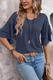 Ruffle Sleeve V-Neck T-Shirt