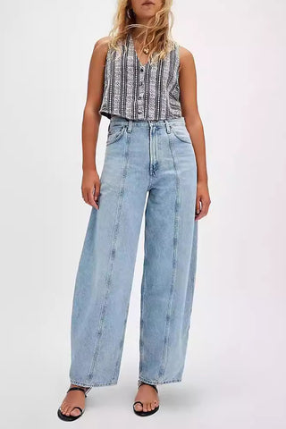 High-Waisted Wide-Leg Casual Pants