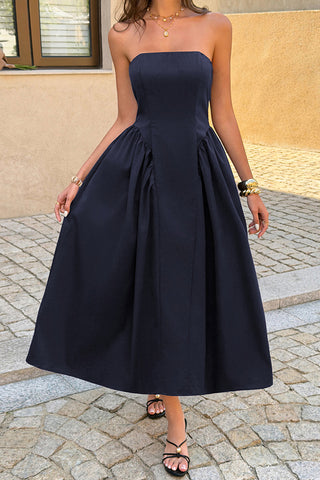 Strapless Midi Casual Dress