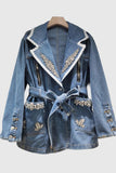 Embellished Denim Jacket with Belt