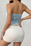 Floral Appliqué Corset Tank Top