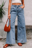 Wide-Leg Casual Denim Pants