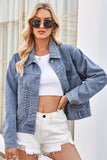 Studded Button-Front Denim Jacket