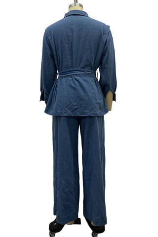 Versatile Belted Denim Pants Set