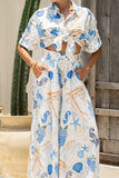 Tie-Front Printed Pants Set
