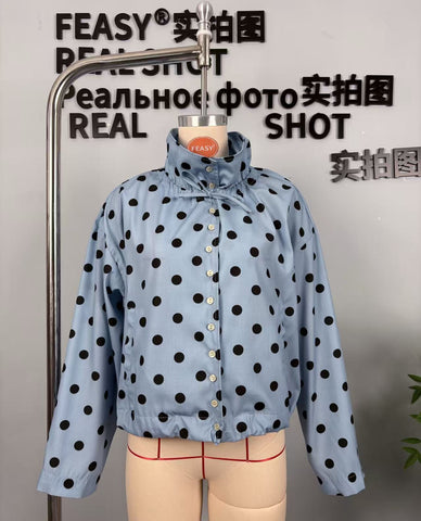 Polka Dot Button-Front Jacket