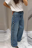 Pearl-Embellished Straight-Leg Jeans