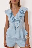Ruffled Sleeveless Short Set