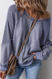 Waffle Knit Patchwork Raglan Sleeve Top