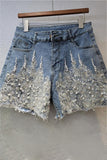 Embellished Denim Shorts