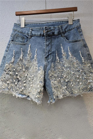 Embellished Denim Shorts