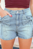Stylish Bow-Detail Denim Shorts