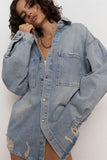 Oversized Distressed Denim Jacket