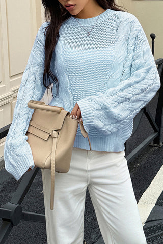 Cable Knit Sweater with Flowing Sleeves