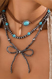 Elegant Beaded Bow Necklace