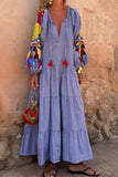 Printed Long Sleeve Maxi Dress