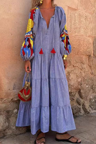 Printed Long Sleeve Maxi Dress