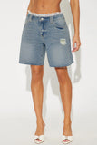 Distressed High-Waist Denim Shorts