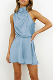 Sleeveless Halter Mini Dress
