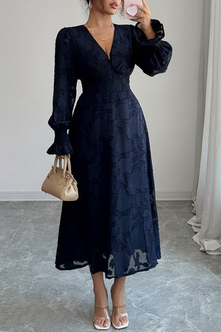 Elegant Midi Dress with Intricate Design