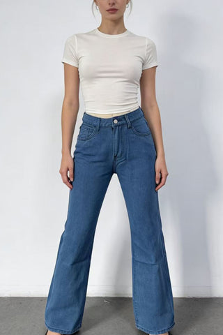 Classic Wide Leg Denim Pants
