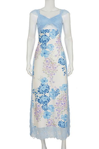 Floral Lace Trim Casual Dress