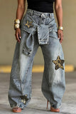 Star-Embellished Straight-Leg Jeans