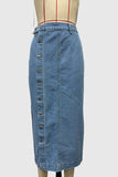 Button Detail Denim Midi Skirt