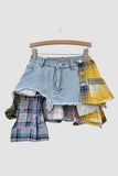 Patchwork Denim Mini Skirt