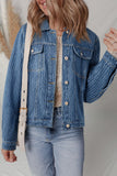 Flap Pocket Textured Button Denim Jacket