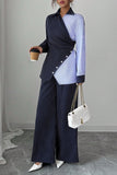 Asymmetrical Pinstripe Pants Set