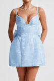 Elegant Bow-Back Evening Mini Dress