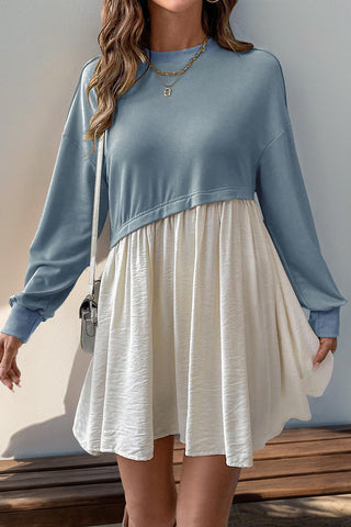 Casual Two-Toned Sweatshirt Dress